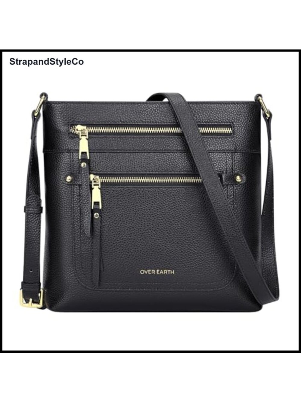 Genuine Leather Multi-Pocket Crossbody Bag Adjustable Strap Women's Purse
